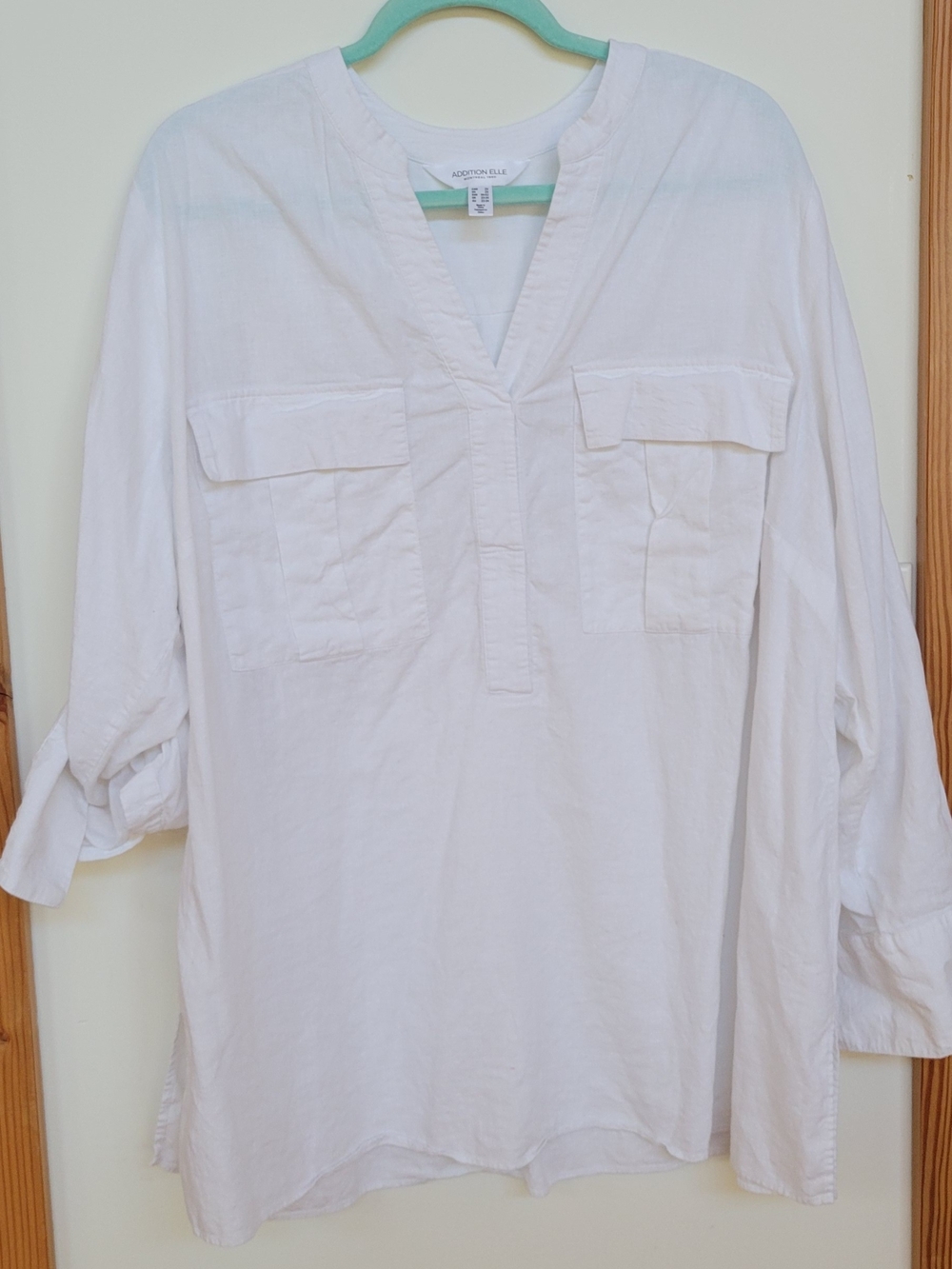 Addition Elle Linen Blend, Lightweight, Utility Popover Tunic Shirt